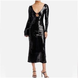 Bardot Black Sequin Midi Dress